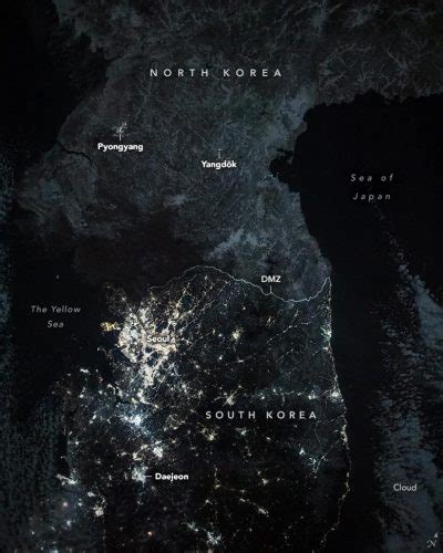 Breathtaking Night Views From Space Koreas Stark Economic Divide