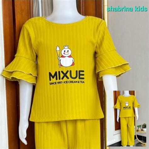 Jual Setelan Trompet Mixue Barbie Cod Setelan Baju Anak Perempuan