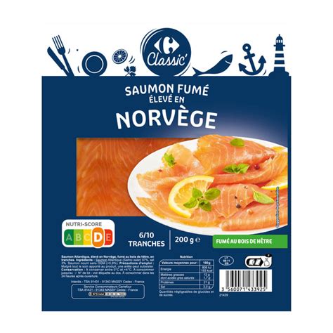 3560071433925 CARREFOUR CLASSIC Saumon fumé de Norvège