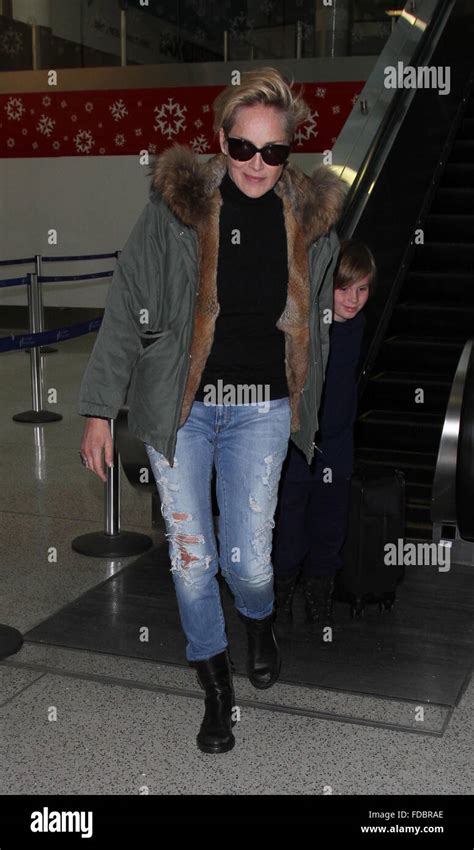 Sharon Stone and her son Quinn arrive at Los Angeles International ...