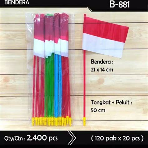 Jual Bendera Plastik Merah Putih Tongkat Tangkai Gagang Pluit Pack