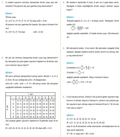 Olasılık Konu Anlatımı Ve Soru çözümü Matematik Kitap Çözümleri