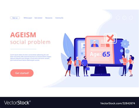 Ageism Social Problem Concept Landing Page Vector Image