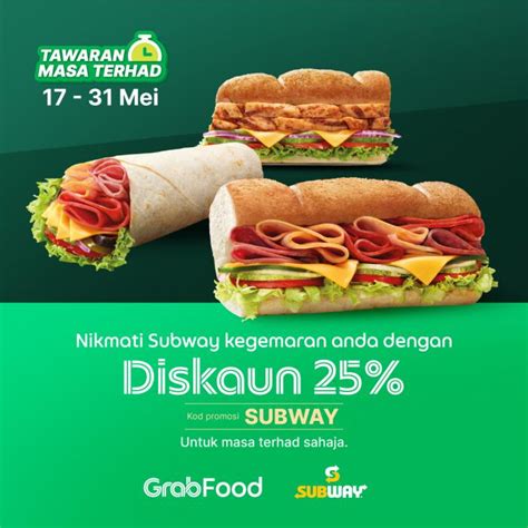 17-31 May 2023: Subway GrabFood 25% OFF Promotion - EverydayOnSales.com