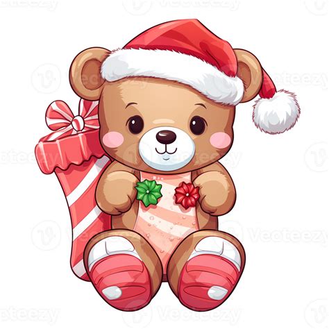 süß Weihnachten Socken Teddy Bär Clip Art Illustration ai generativ