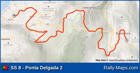 SS 8 Ponta Delgada 2 stage map Rali Município de São Vicente 2023