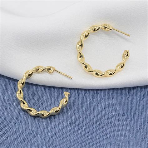 Gold Twisted Hoop Earrings Minimal Earrings Vintage Hoops Etsy