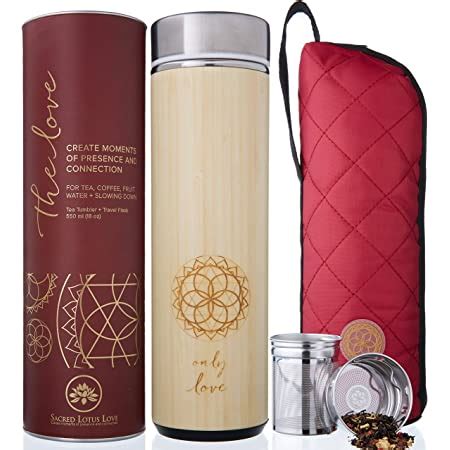 Amazon The Love Bamboo Tea Tumbler With Infuser Strainer Basket