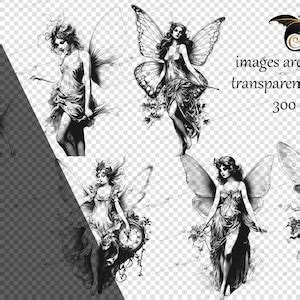 Vintage Fairies Clipart Fairy Fantasy Clip Art Graphics for Altered Art or Junk Journals Instant ...