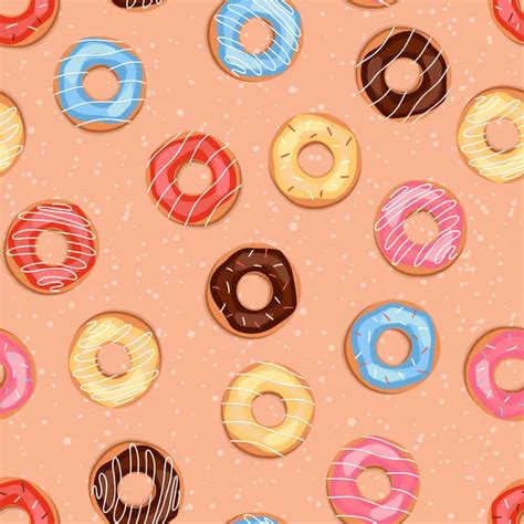 Seamless Texture With Different Brightly Colored Donuts With Simple