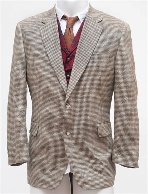 Jos A Bank Houndstooth Silk Riding Blazer Suit Sport Jacket Coat