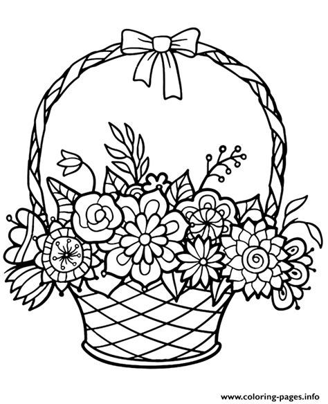 Flower Basket Coloring Page Printable Coloring Pages