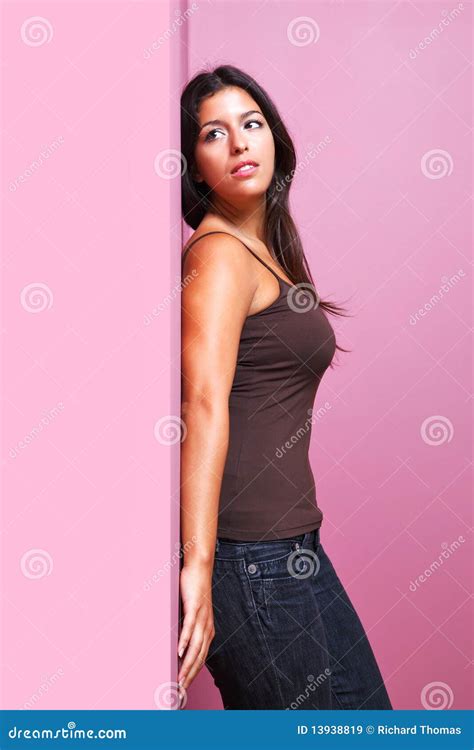 Woman Leaning On A Wall Stock Image Image Of Lust Love 13938819