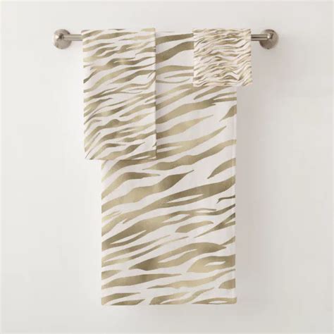 Gold Zebra Print Bath Towel Set Zazzle