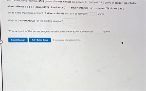 Solved Silver Nitrate Aq Copper II Chloride S Chegg