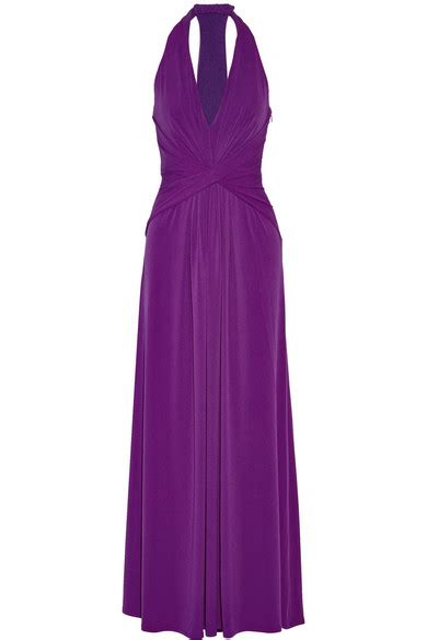 Halston Twist Front Stretch Jersey Halterneck Gown Net A Porter Com