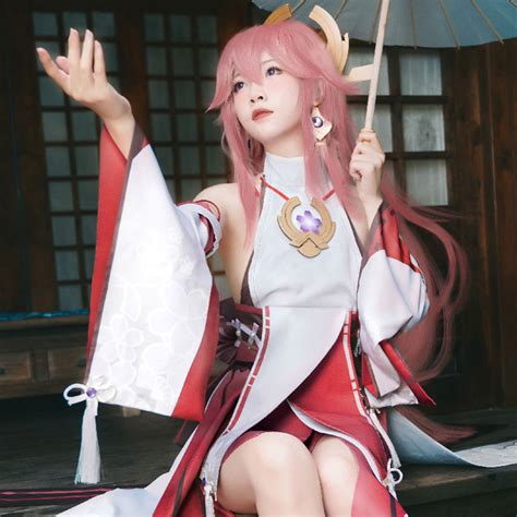 Genshin Impact Yae Miko Guuji Yae Halloween Cosplay Costume – Gcosplay