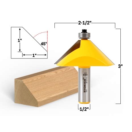 Edging Chamfer 45 Degree Chamfer Edge Forming Router Bit 1 2