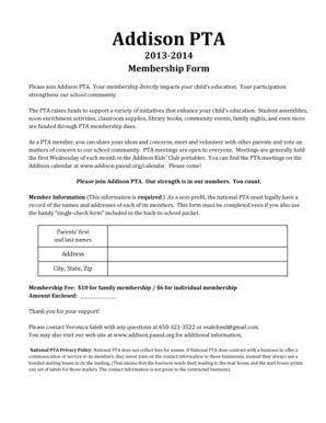 Fillable Online Addison Pausd Pta Membership Form Docx