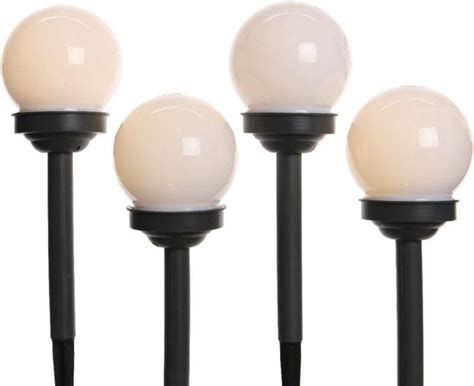 4x Buiten Tuin LED Bollen Stekers Noah Solar Verlichting 27 Cm