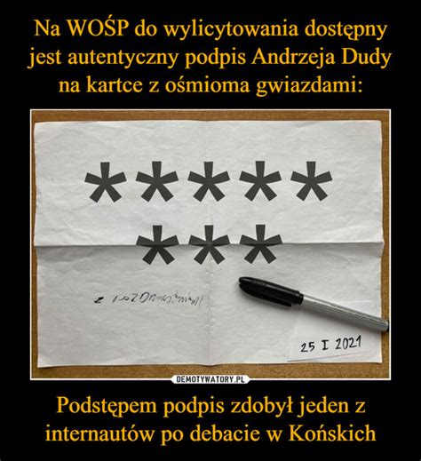 Na WOŚP do wylicytowania dostępny jest autentyczny podpis Andrzeja Dudy