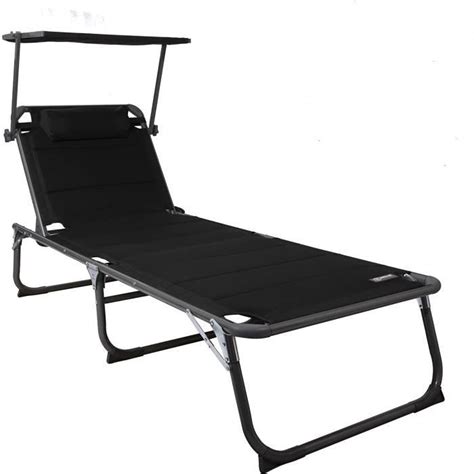 Homecall Chaise Longue Avec Pare Soleil Integre Et Mousse A Sechage