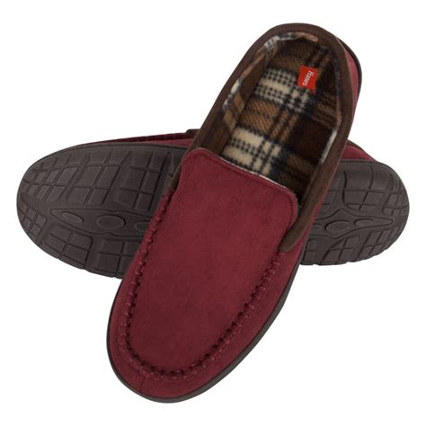 hanes mens moccasin slipper  memory foam indooroutdoor sole