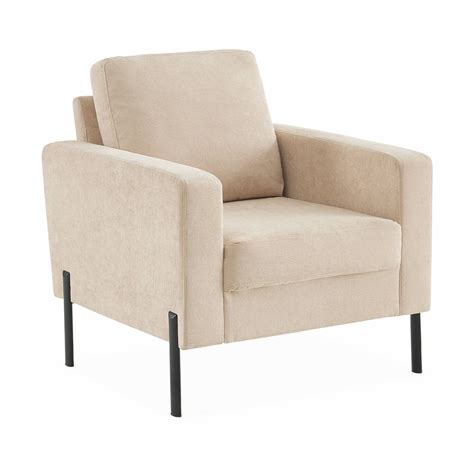 Fauteuil en velours côtelé beige Bjorn Canapé 1 place fixe droit