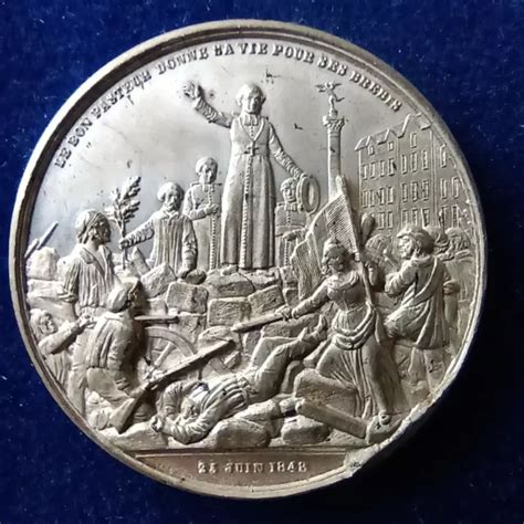 RARE FRANCE MEDAILLE 1848 révolution Mort Héroique de A D AFFRE PARIS