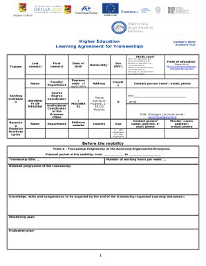 Staff Mobility Agreement For Teaching Doc Template PdfFiller