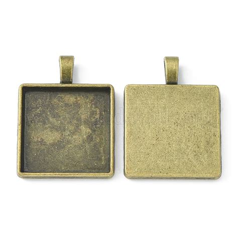 Wholesale Square Alloy Pendant Cabochon Settings Pandahall