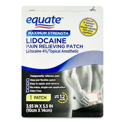 Equate Maximum Strength Lidocaine 4 Pain Relief Patches 6 Count