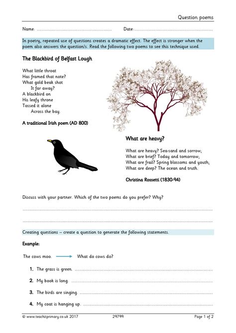 Question Poems Ks2 English Teachit