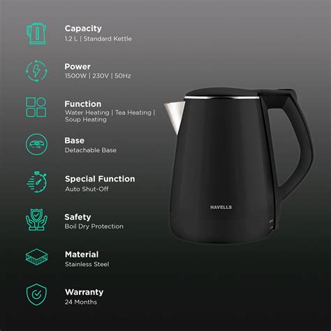 Buy HAVELLS Aqua Plus 1500 Watt 1 2 Litre Electric Kettle With Auto