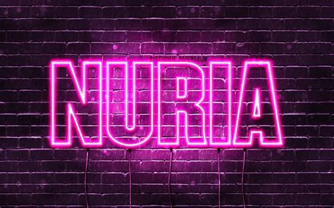 Download wallpapers Nuria, 4k, wallpapers with names, female names, Nuria name, purple neon ...