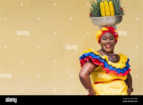 Happy Smiling Fresh Fruit Street Vendor Aka Palenquera In The Old Town