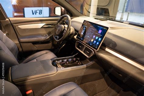 Interior new Vinfast electric car, crossover in showroom, trends EV in ...