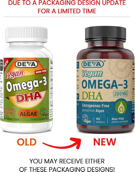 DEVA Suplemento vegano Omega 3 DHA Cápsulas blandas una vez al día