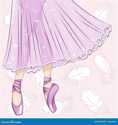 Ballerina Slender Legs In Ballet Slippers Vector Illustration