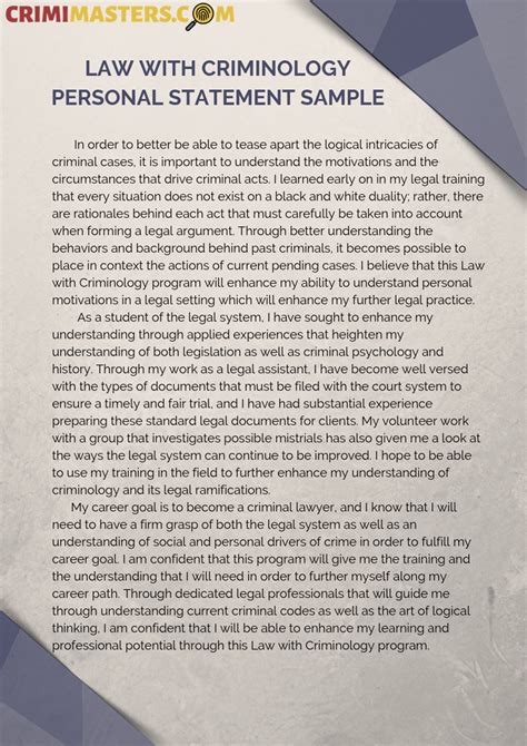 Law With Criminology Personal Statement Sample Personal Statement Criminal Justice Criminology