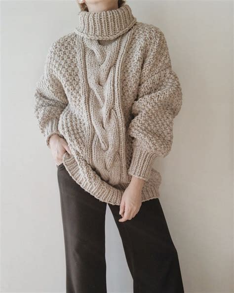 Oversized Cable Knit Sweater Women