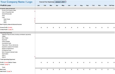 Rental-Property-Profit-and-Loss-Statement-Template | ExcelTemplate