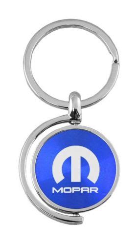 Sell Blue Mopar Logo Brushed Metal Round Spinner Chrome Key Chain Spin