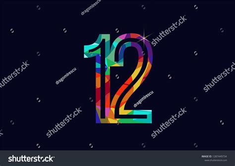 Colored Rainbow Number 12 Logo Design Stock Vector Royalty Free