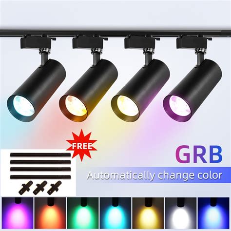 CANMEIJIA Whole Set LED RGB Colorful Track Light 20w Aluminum Cob Spot