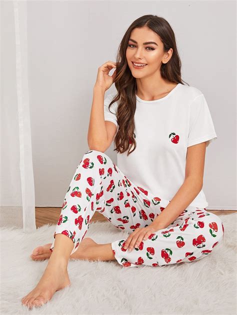 Cherry Print Pajama Set Print Pajamas Pajama Set Cute Pajama Sets