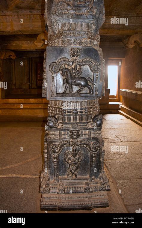 Decorative Pillar In Mandappa Or Hall Hazara Rama Temple Hampi