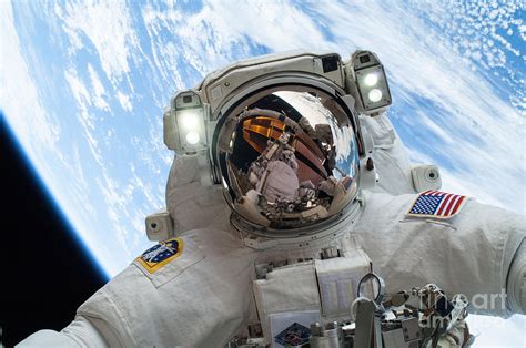 Astronaut Selfie During Spacewalk by NASA Photograph by Celestial ...