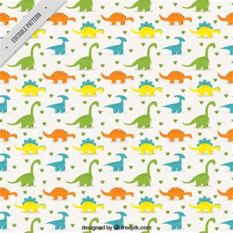 Premium Vector Colored Dinosaurs Pattern