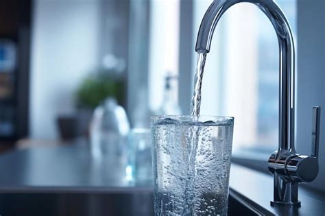 Premium Photo Close Up View Of Water Flowing From Tap Into Glass